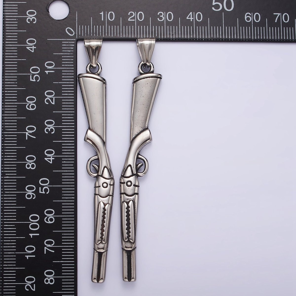 Stainless Steel Riffle Gun Line-Textured Minimalist Pendant | P1189