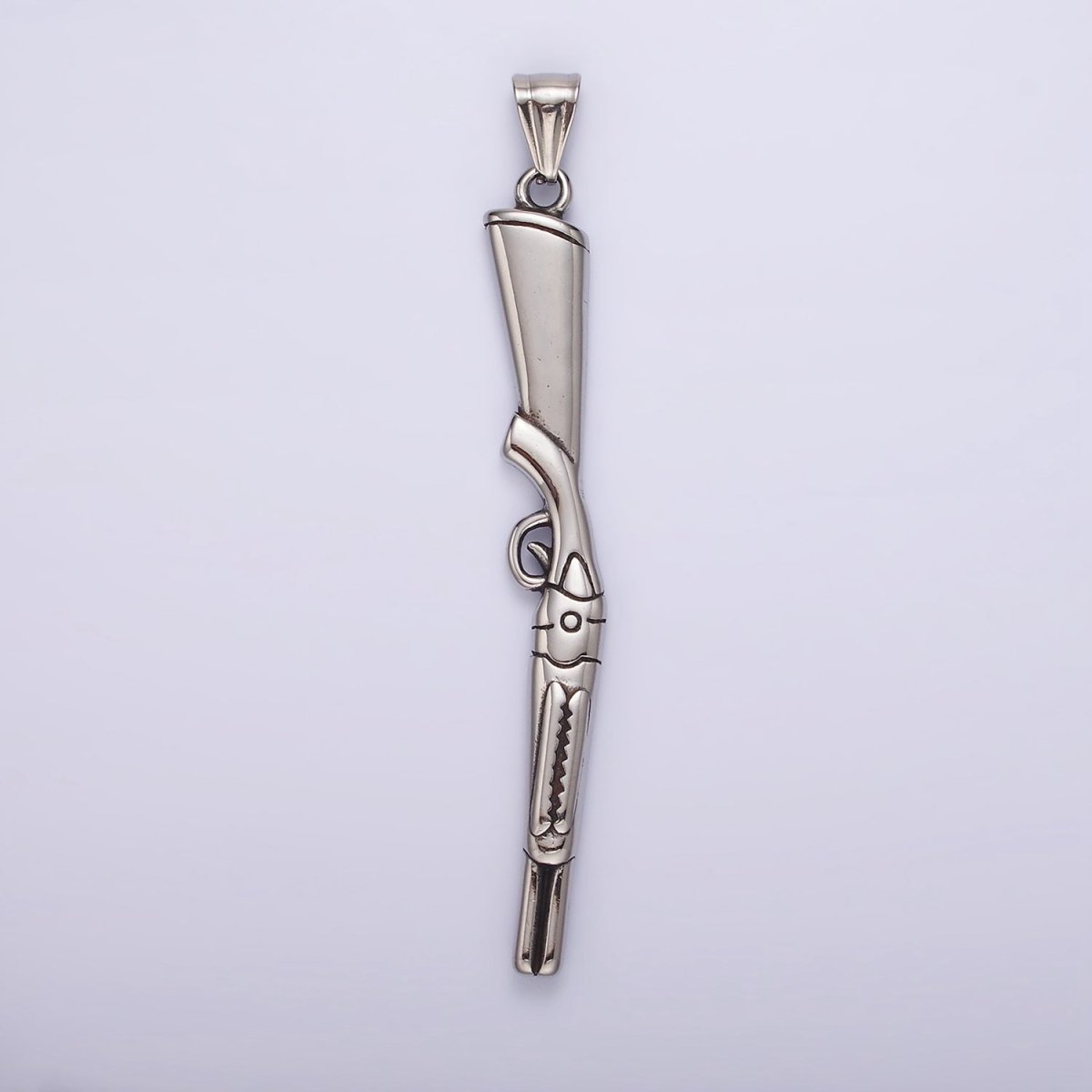 Stainless Steel Riffle Gun Line-Textured Minimalist Pendant | P1189
