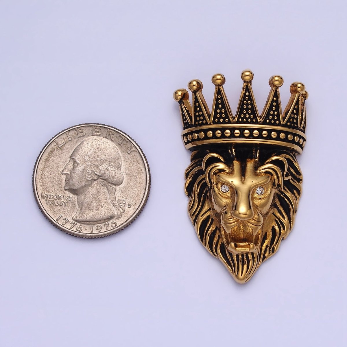 Stainless Steel Roaring Crowned Lion Animal King Pendant in God & Silver  J-761 J-762