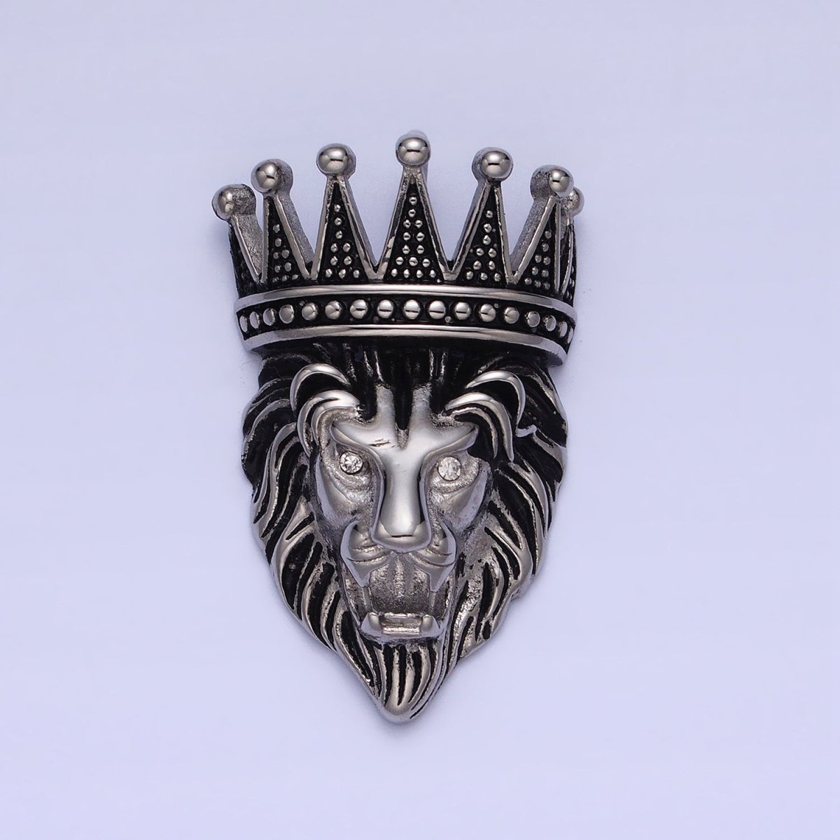 Stainless Steel Roaring Crowned Lion Animal King Pendant in God & Silver  J-761 J-762