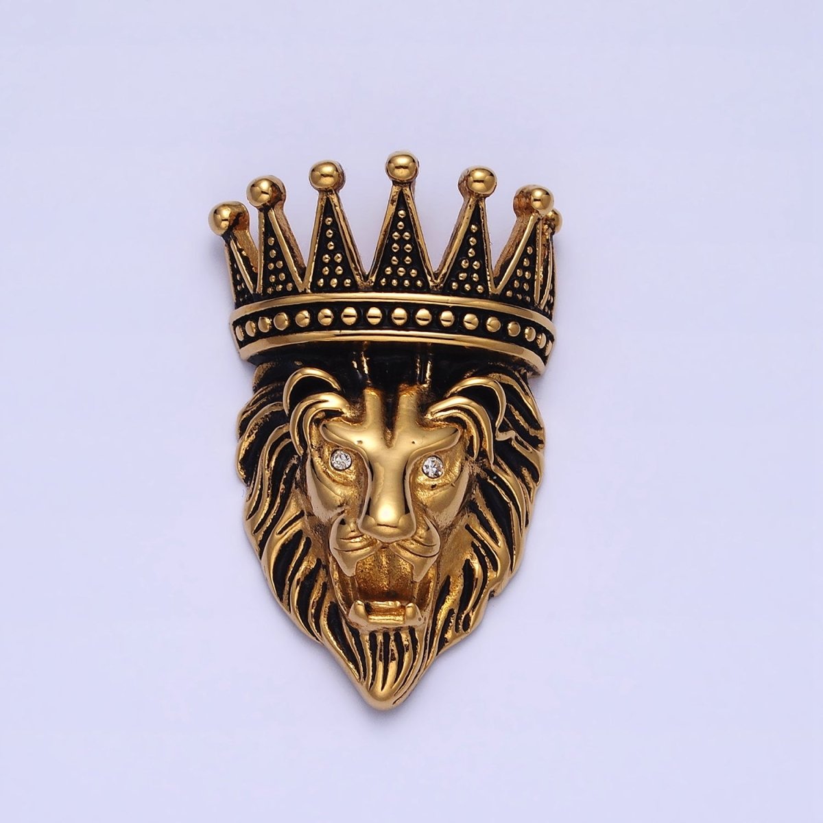 Stainless Steel Roaring Crowned Lion Animal King Pendant in God & Silver  J-761 J-762