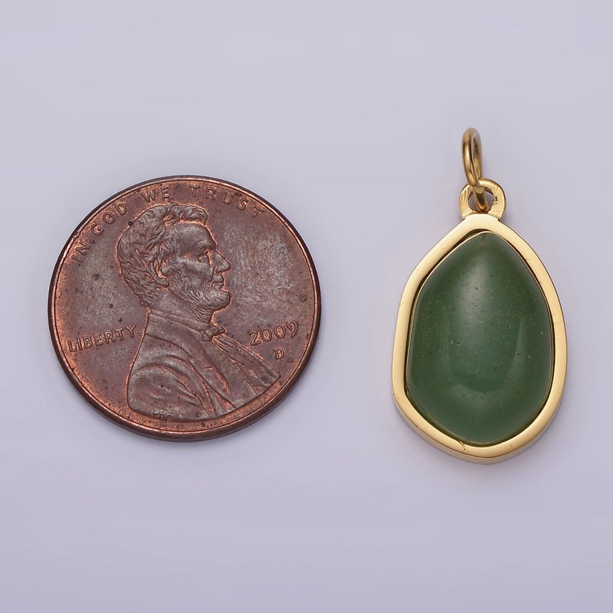 Stainless Steel Rose Quartz, Aventurine, Amethyst Abstract Teardrop Charm | P-638 ~P-640