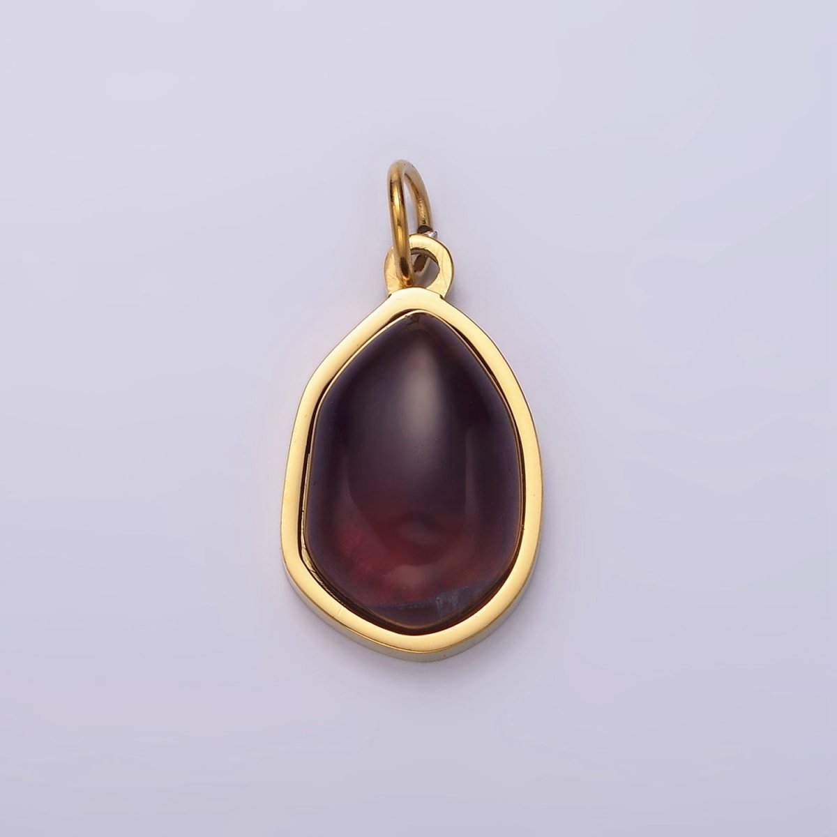 Stainless Steel Rose Quartz, Aventurine, Amethyst Abstract Teardrop Charm | P-638 ~P-640