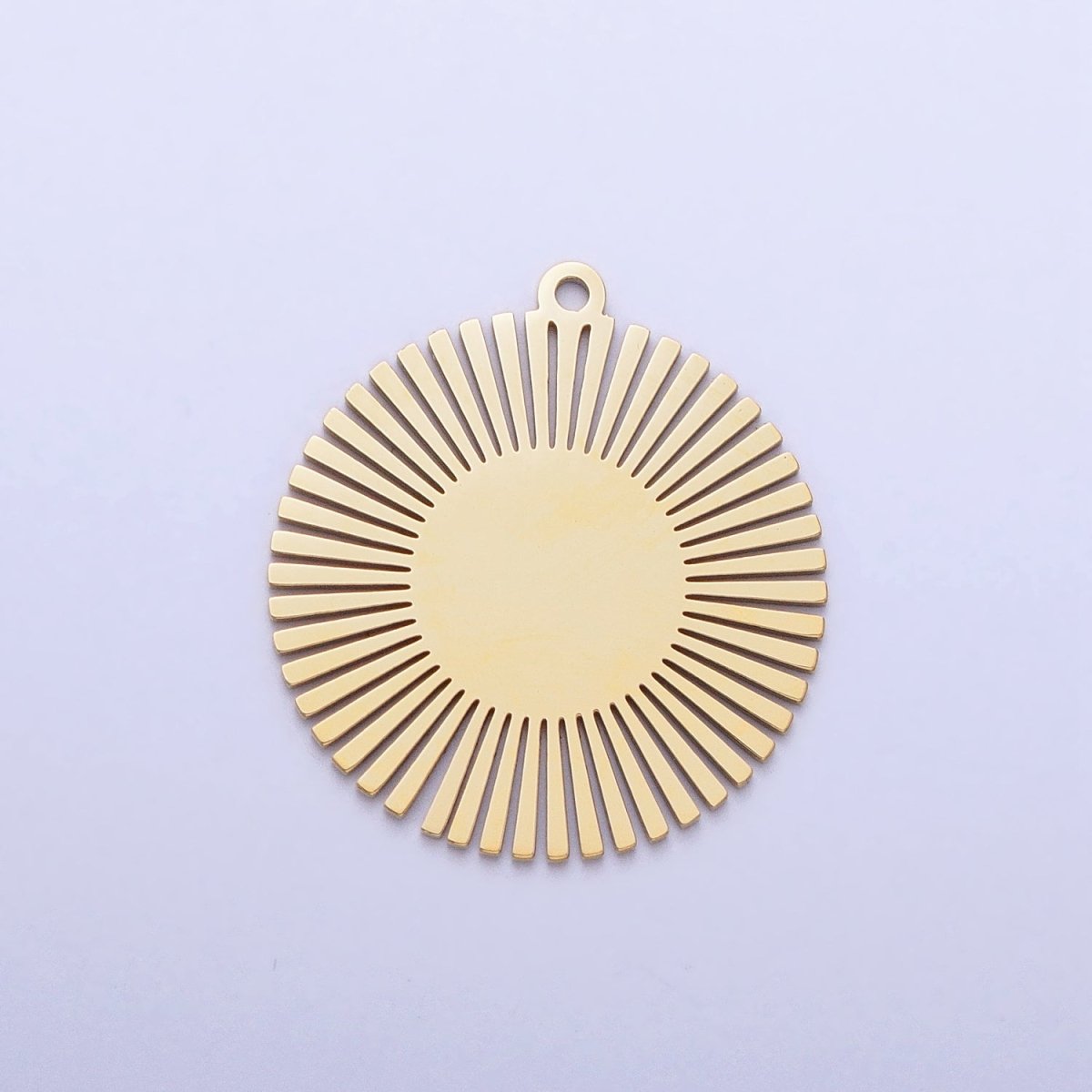 Stainless Steel Round Celestial Shining Sun Charm in Gold & Silver | P-908