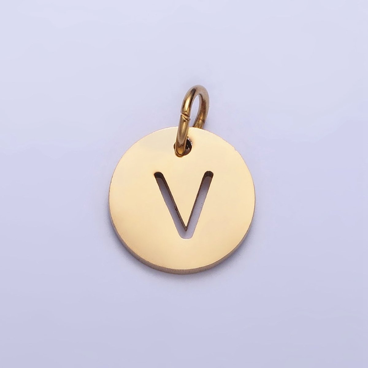 Stainless Steel Round Initial Alphabet Personalized Mini Add-On Charm in Gold | A-403-A-415