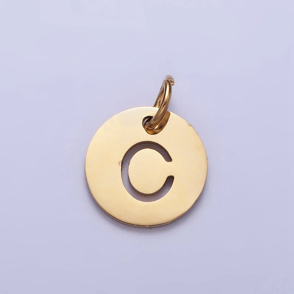 Stainless Steel Round Initial Alphabet Personalized Mini Add-On Charm in Gold | A-403-A-415