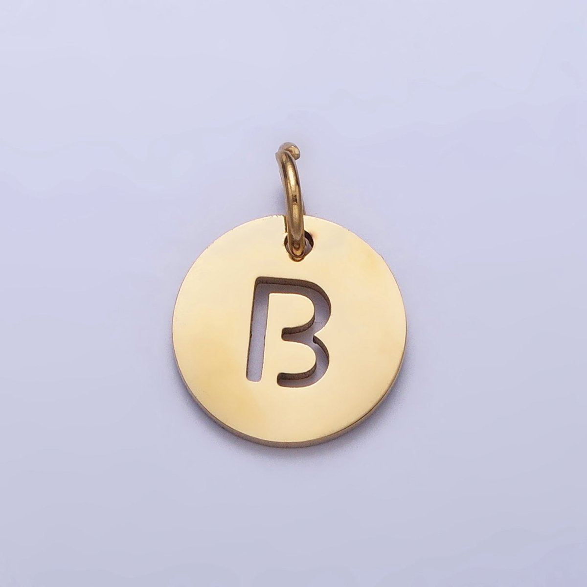 Stainless Steel Round Initial Alphabet Personalized Mini Add-On Charm in Gold | A-403-A-415