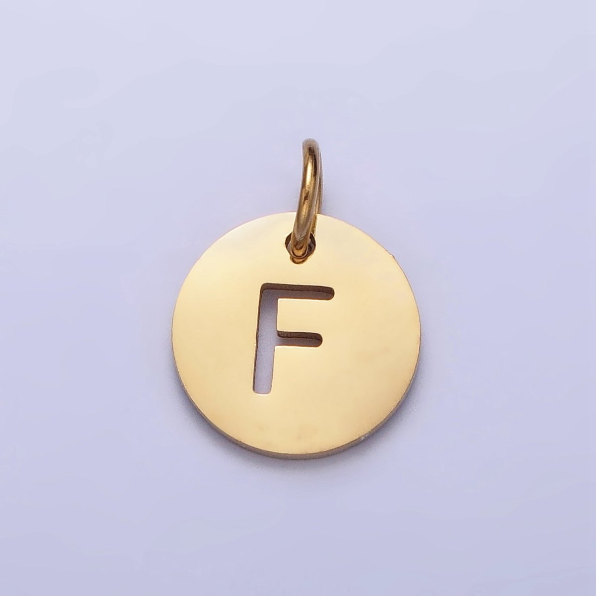 Stainless Steel Round Initial Alphabet Personalized Mini Add-On Charm in Gold | A-403-A-415