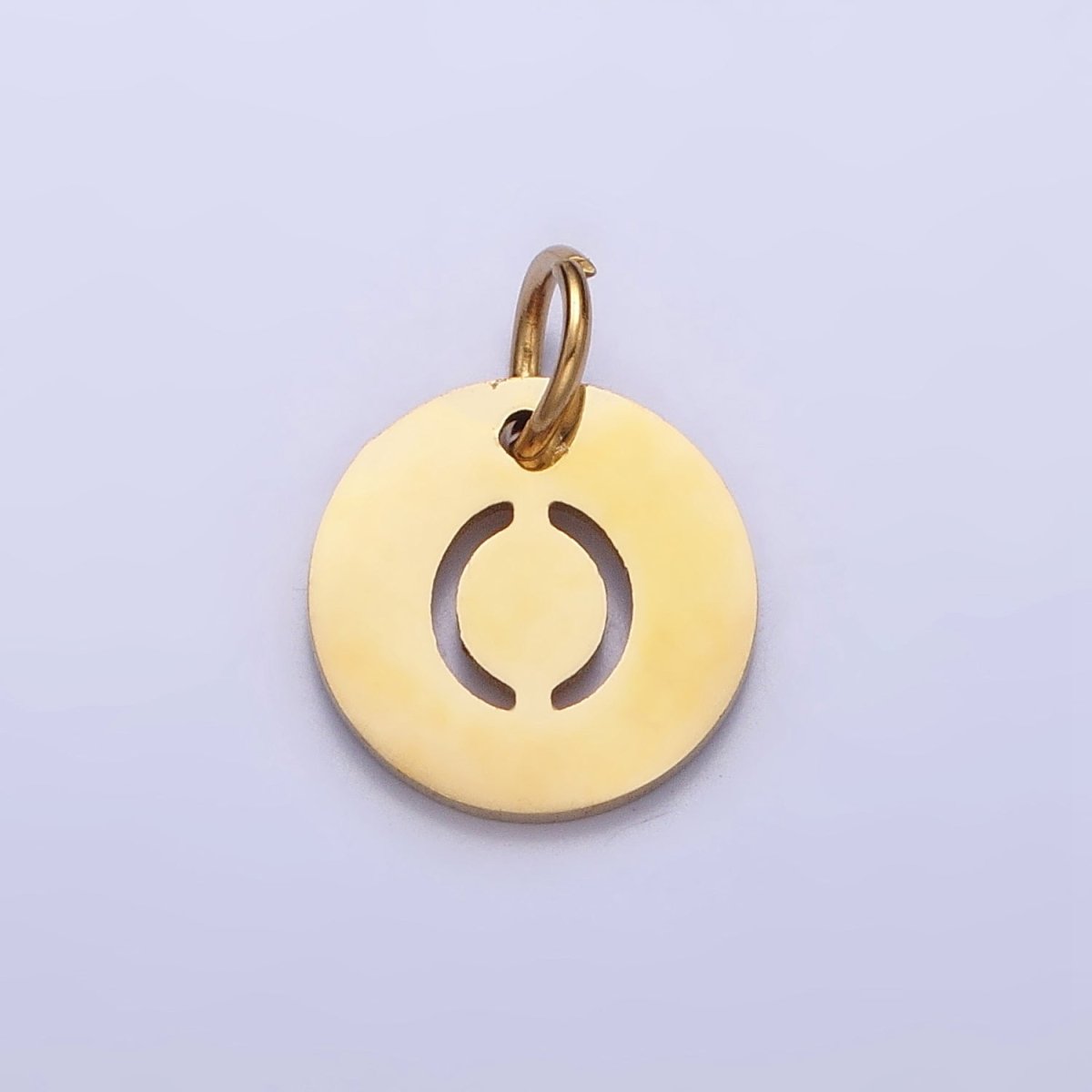 Stainless Steel Round Initial Alphabet Personalized Mini Add-On Charm in Gold | A-403-A-415