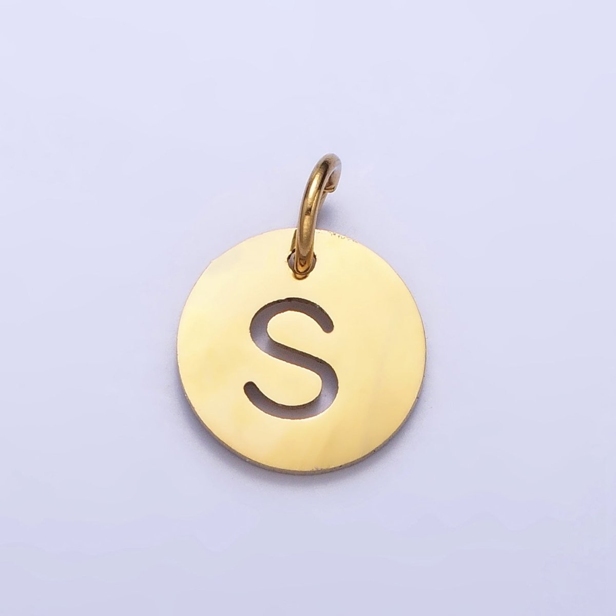 Stainless Steel Round Initial Alphabet Personalized Mini Add-On Charm in Gold | A-403-A-415
