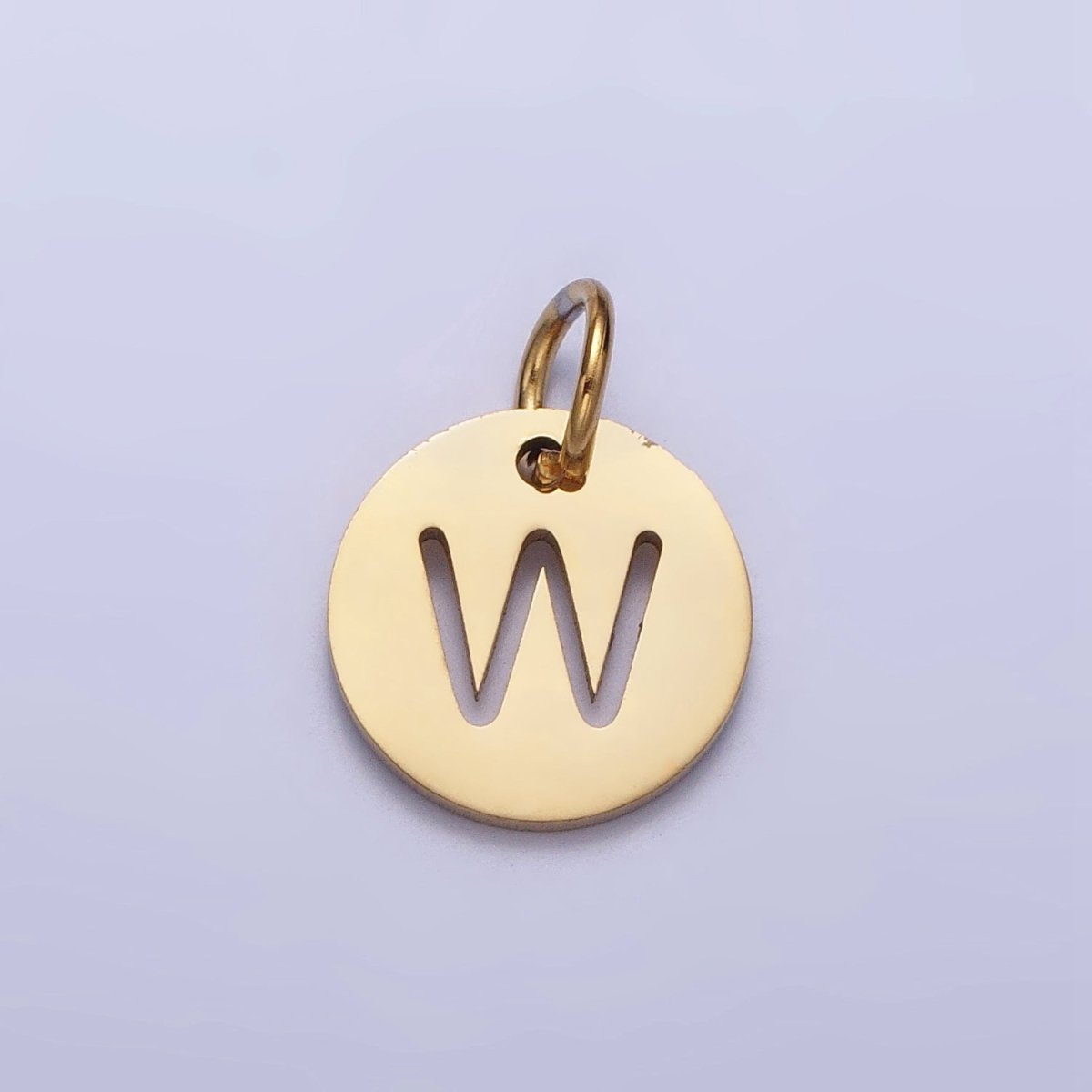 Stainless Steel Round Initial Alphabet Personalized Mini Add-On Charm in Gold | A-403-A-415