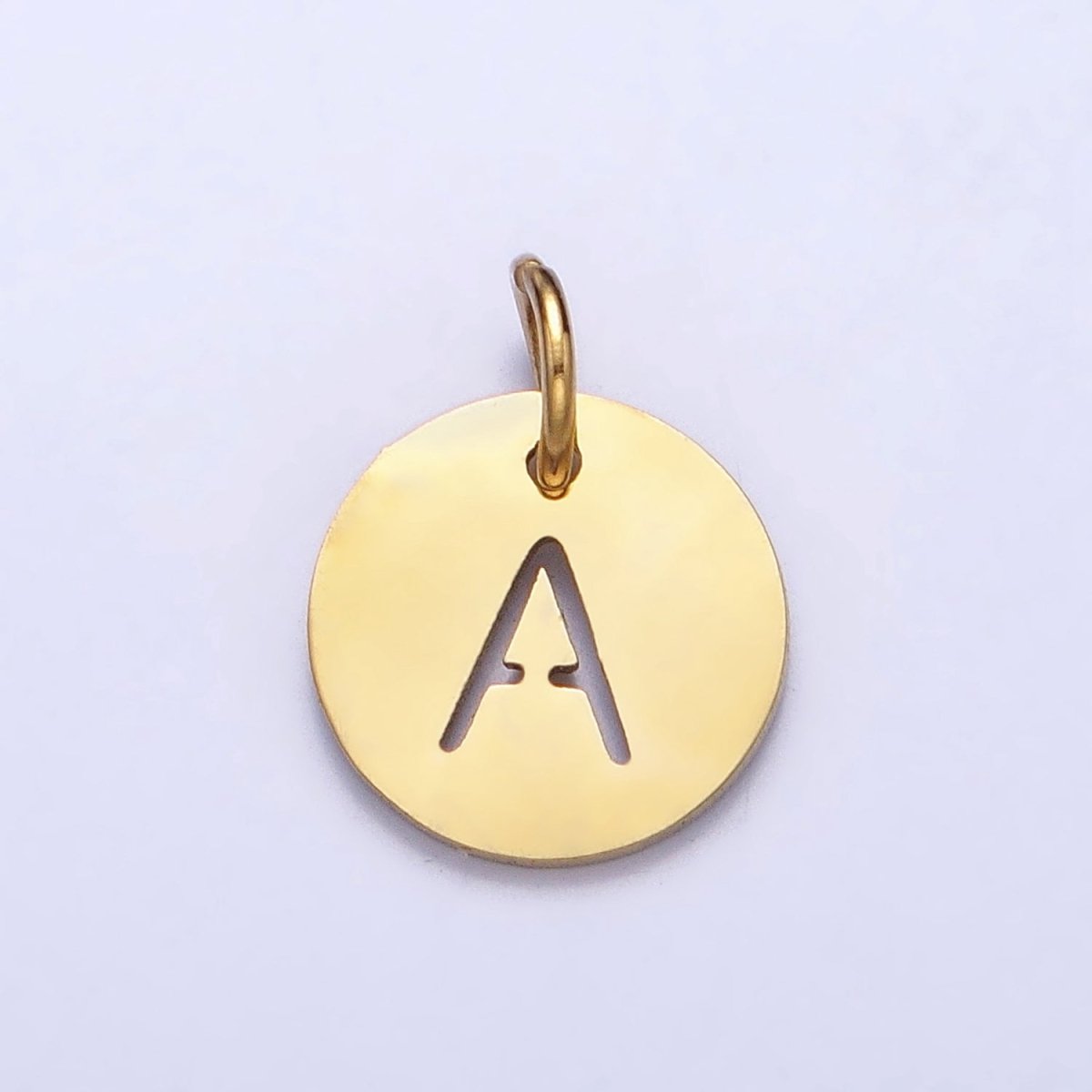 Stainless Steel Round Initial Alphabet Personalized Mini Add-On Charm in Gold | A-403-A-415