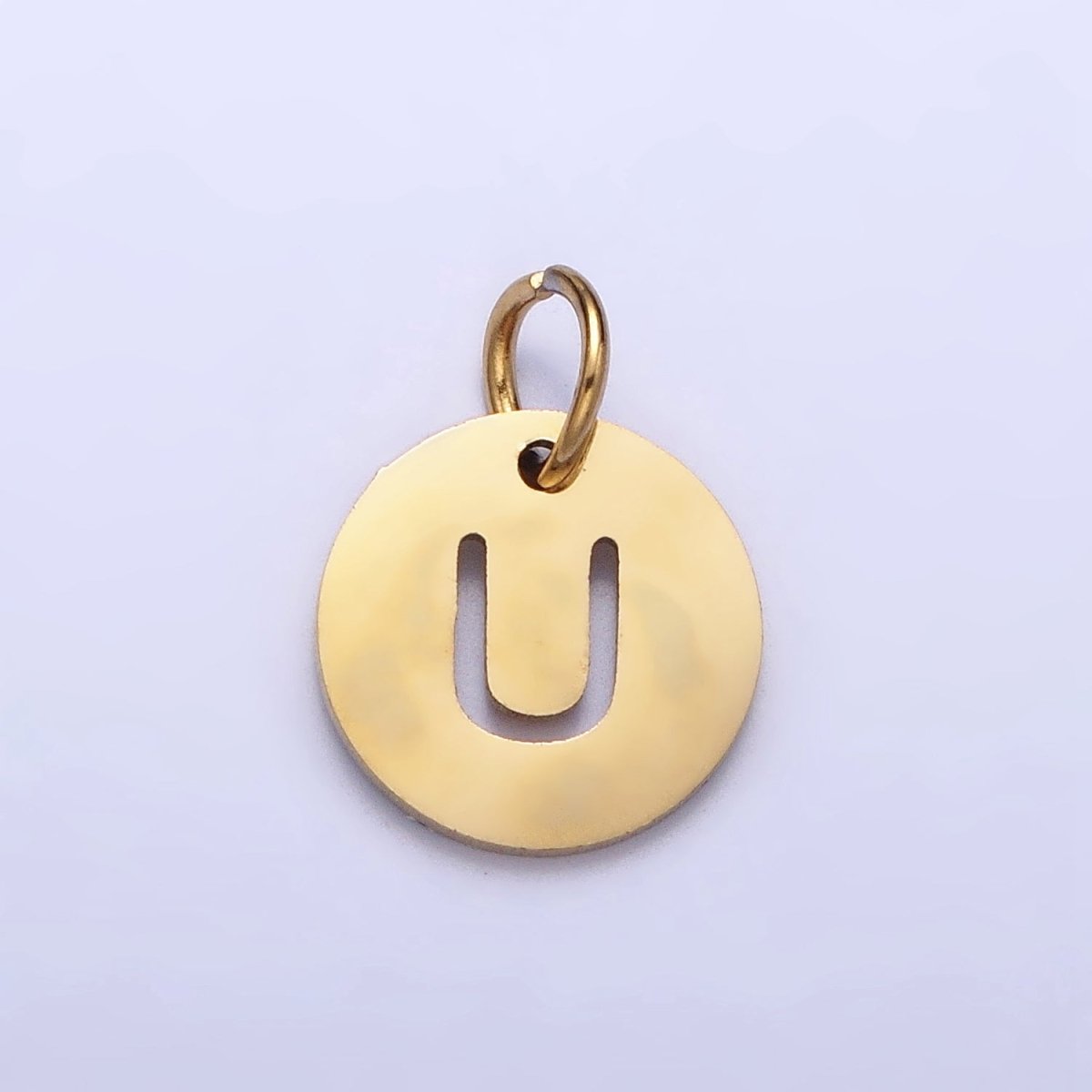 Stainless Steel Round Initial Alphabet Personalized Mini Add-On Charm in Gold | A-403-A-415