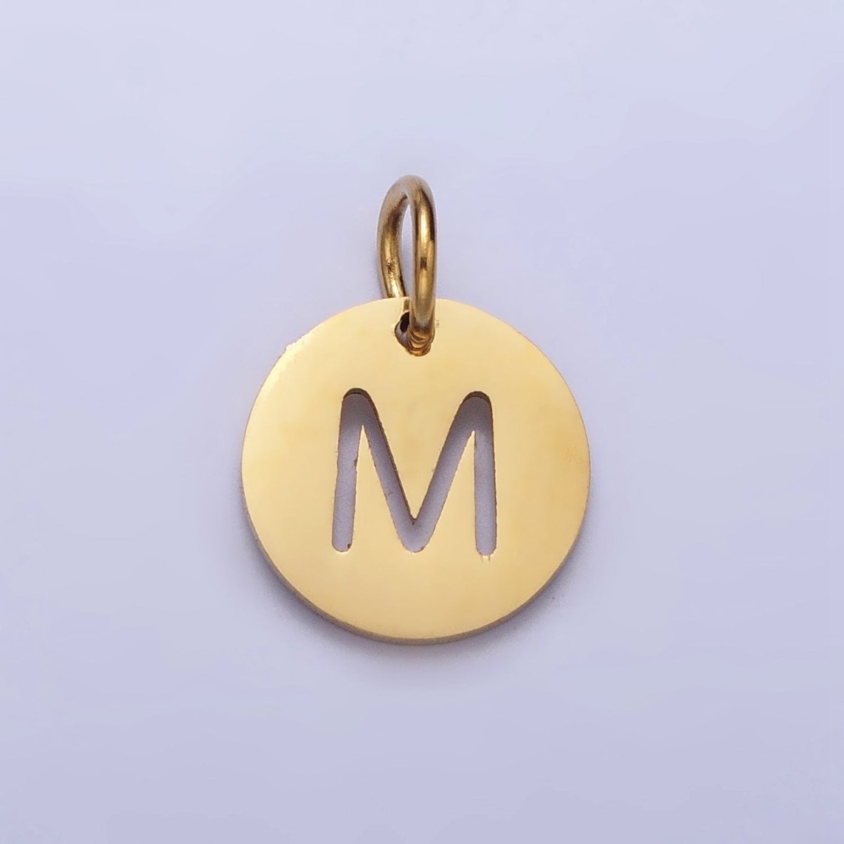 Stainless Steel Round Initial Alphabet Personalized Mini Add-On Charm in Gold | A-403-A-415