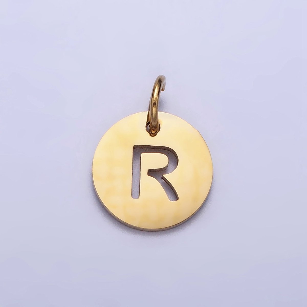 Stainless Steel Round Initial Alphabet Personalized Mini Add-On Charm in Gold | A-403-A-415