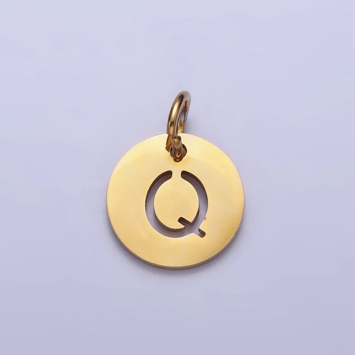 Stainless Steel Round Initial Alphabet Personalized Mini Add-On Charm in Gold | A-403-A-415