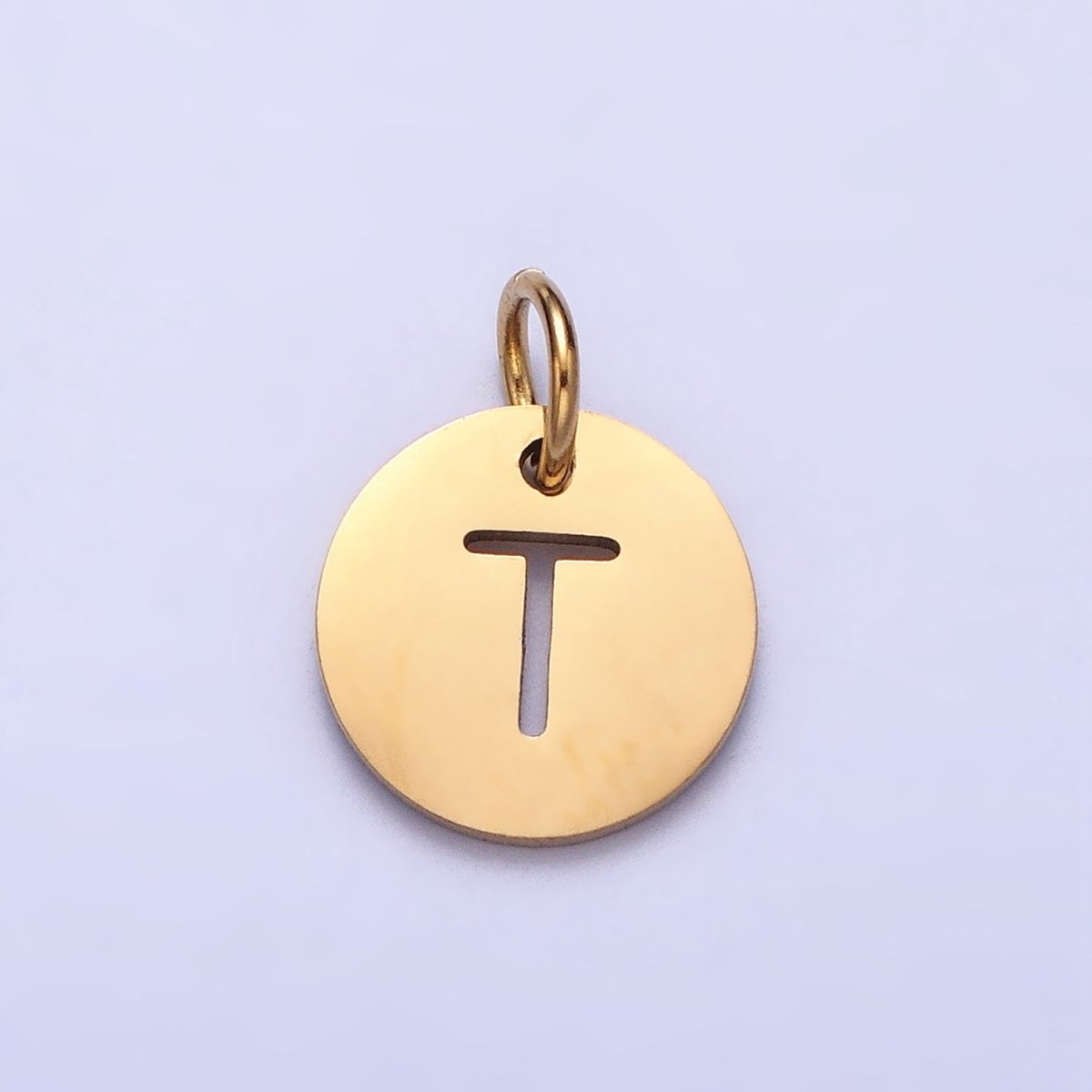 Stainless Steel Round Initial Alphabet Personalized Mini Add-On Charm in Gold | A-403-A-415