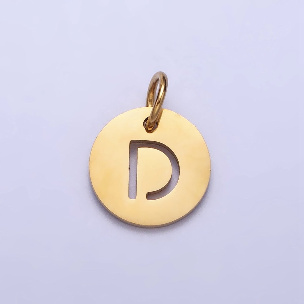 Stainless Steel Round Initial Alphabet Personalized Mini Add-On Charm in Gold | A-403-A-415