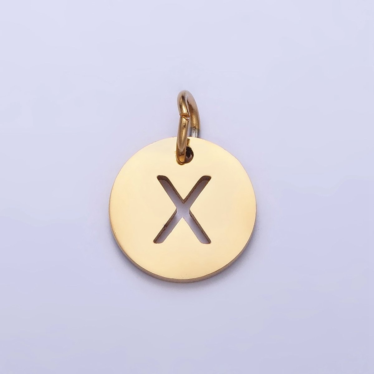 Stainless Steel Round Initial Alphabet Personalized Mini Add-On Charm in Gold | A-403-A-415