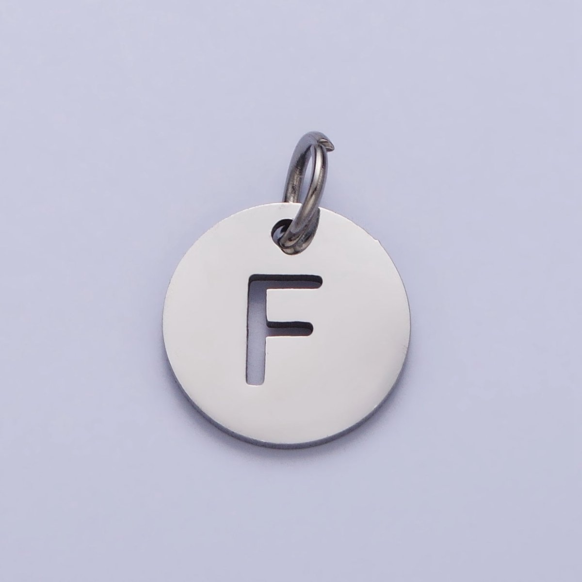 Stainless Steel Round Initial Alphabet Personalized Mini Add-On Charm in Silver | A-416-A-428