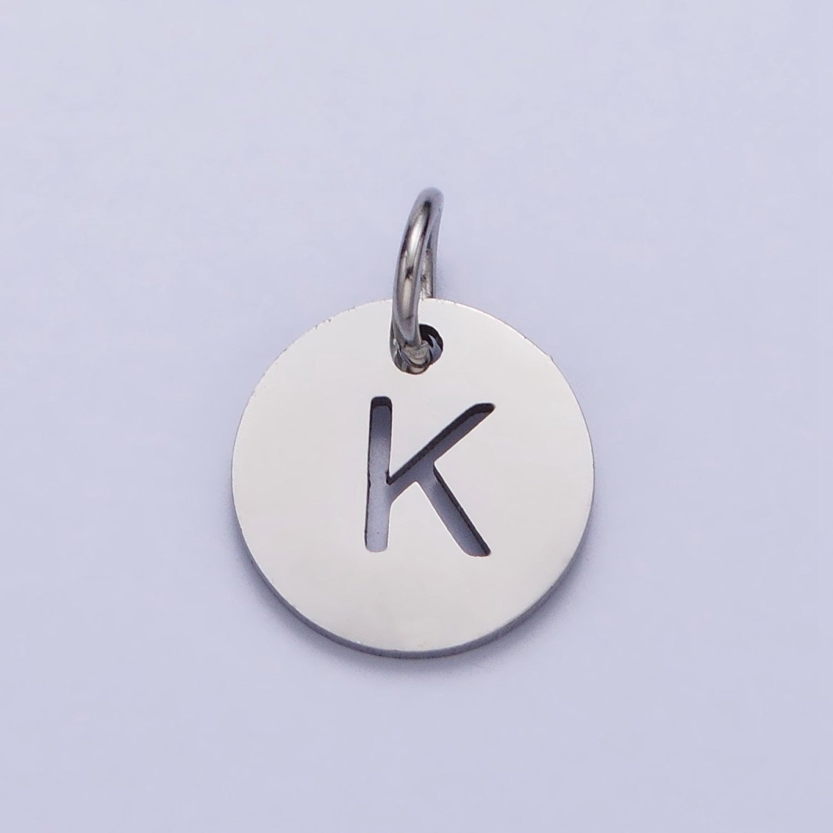 Stainless Steel Round Initial Alphabet Personalized Mini Add-On Charm in Silver | A-416-A-428