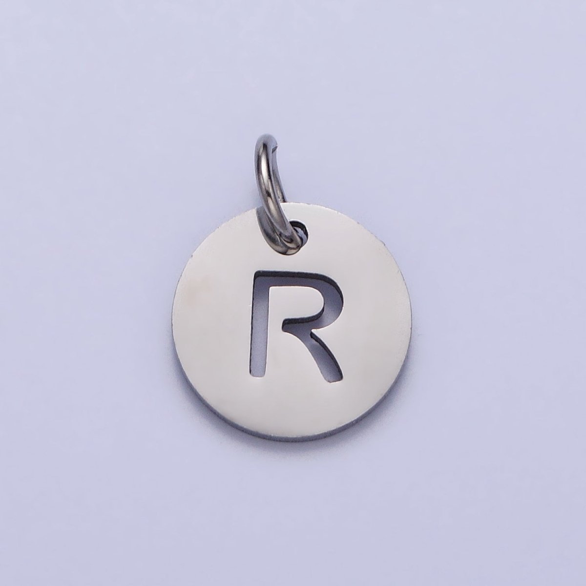 Stainless Steel Round Initial Alphabet Personalized Mini Add-On Charm in Silver | A-416-A-428