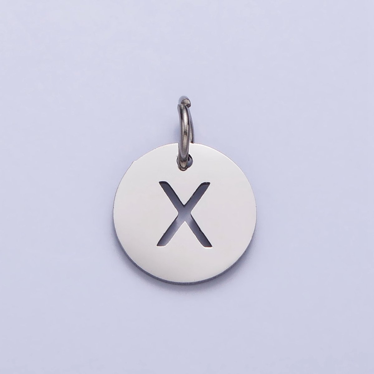 Stainless Steel Round Initial Alphabet Personalized Mini Add-On Charm in Silver | A-416-A-428