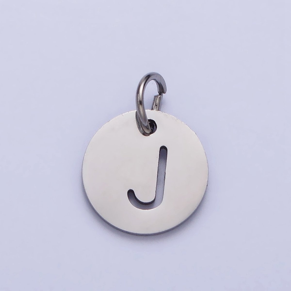 Stainless Steel Round Initial Alphabet Personalized Mini Add-On Charm in Silver | A-416-A-428