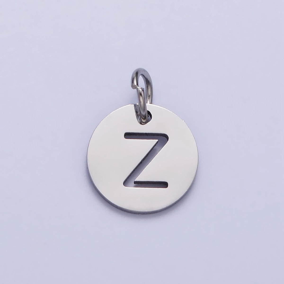 Stainless Steel Round Initial Alphabet Personalized Mini Add-On Charm in Silver | A-416-A-428