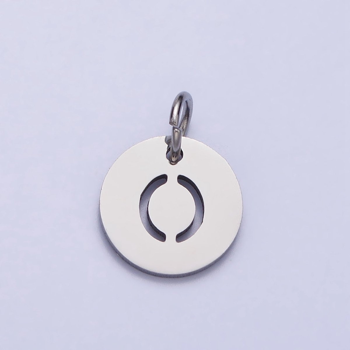 Stainless Steel Round Initial Alphabet Personalized Mini Add-On Charm in Silver | A-416-A-428