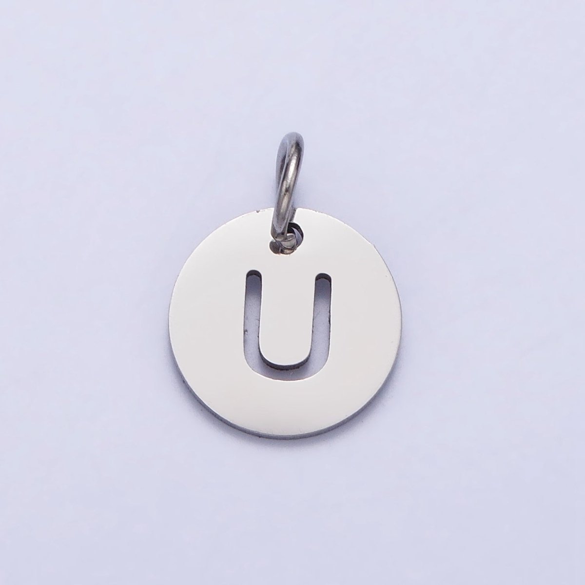 Stainless Steel Round Initial Alphabet Personalized Mini Add-On Charm in Silver | A-416-A-428