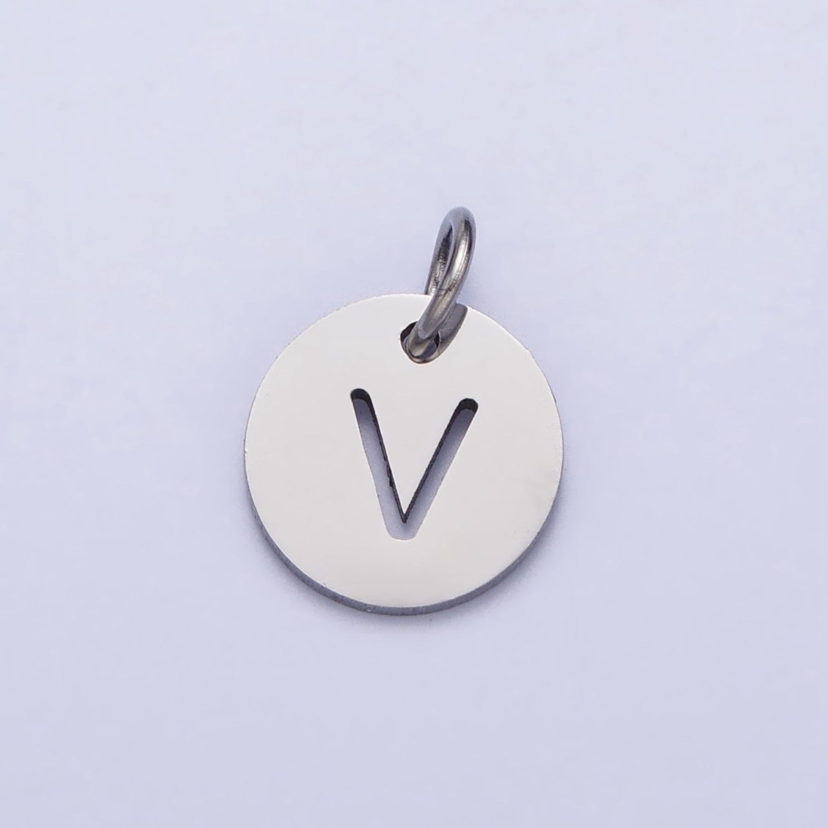 Stainless Steel Round Initial Alphabet Personalized Mini Add-On Charm in Silver | A-416-A-428