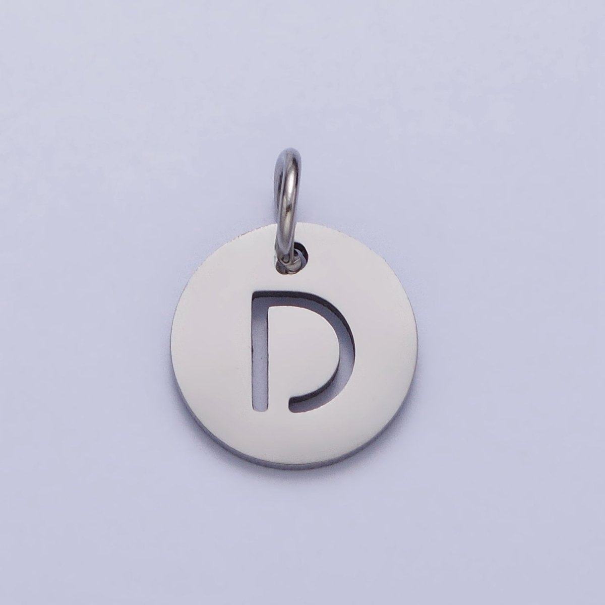 Stainless Steel Round Initial Alphabet Personalized Mini Add-On Charm in Silver | A-416-A-428