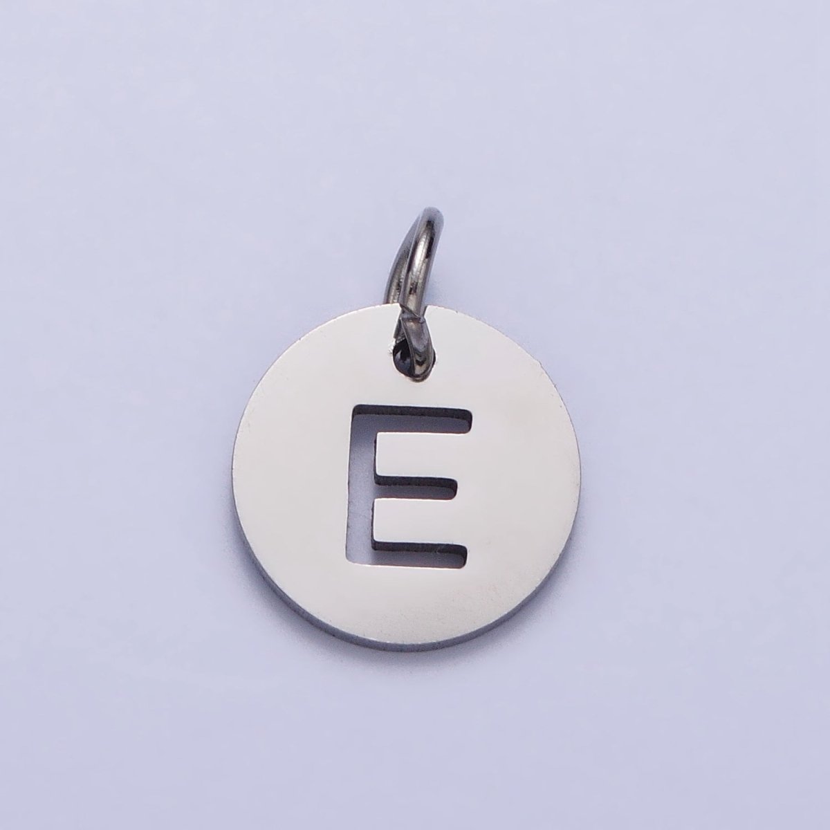 Stainless Steel Round Initial Alphabet Personalized Mini Add-On Charm in Silver | A-416-A-428