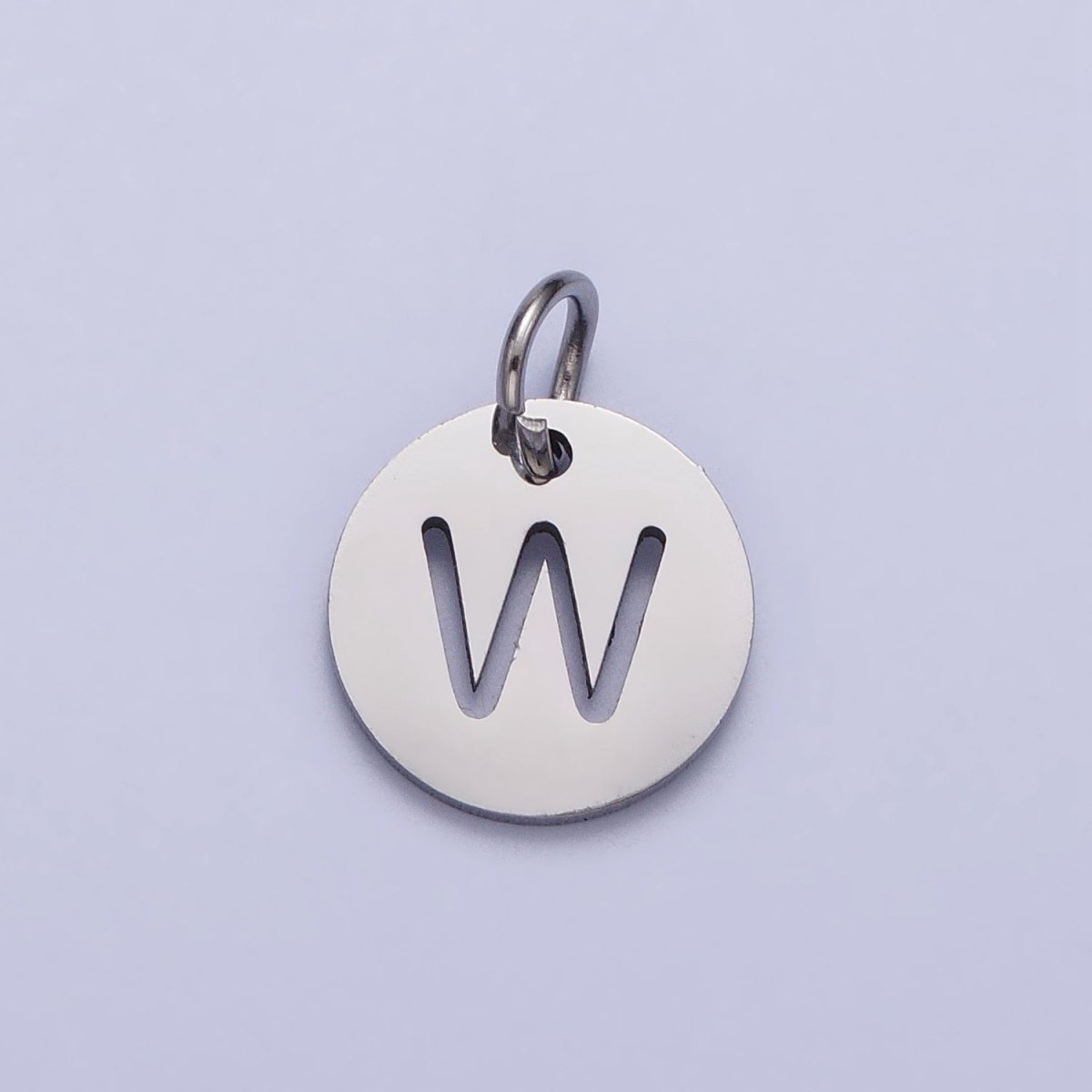 Stainless Steel Round Initial Alphabet Personalized Mini Add-On Charm in Silver | A-416-A-428
