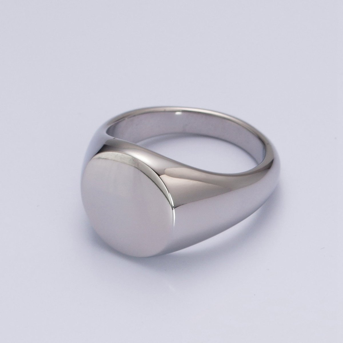 Stainless Steel Round Shape Signet Style Classical Simple Plain Statement Jewelry for Men S-053 ~ S-056