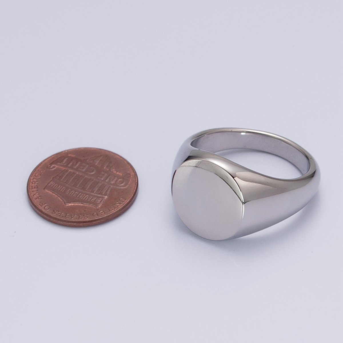 Stainless Steel Round Shape Signet Style Classical Simple Plain Statement Jewelry for Men S-053 ~ S-056