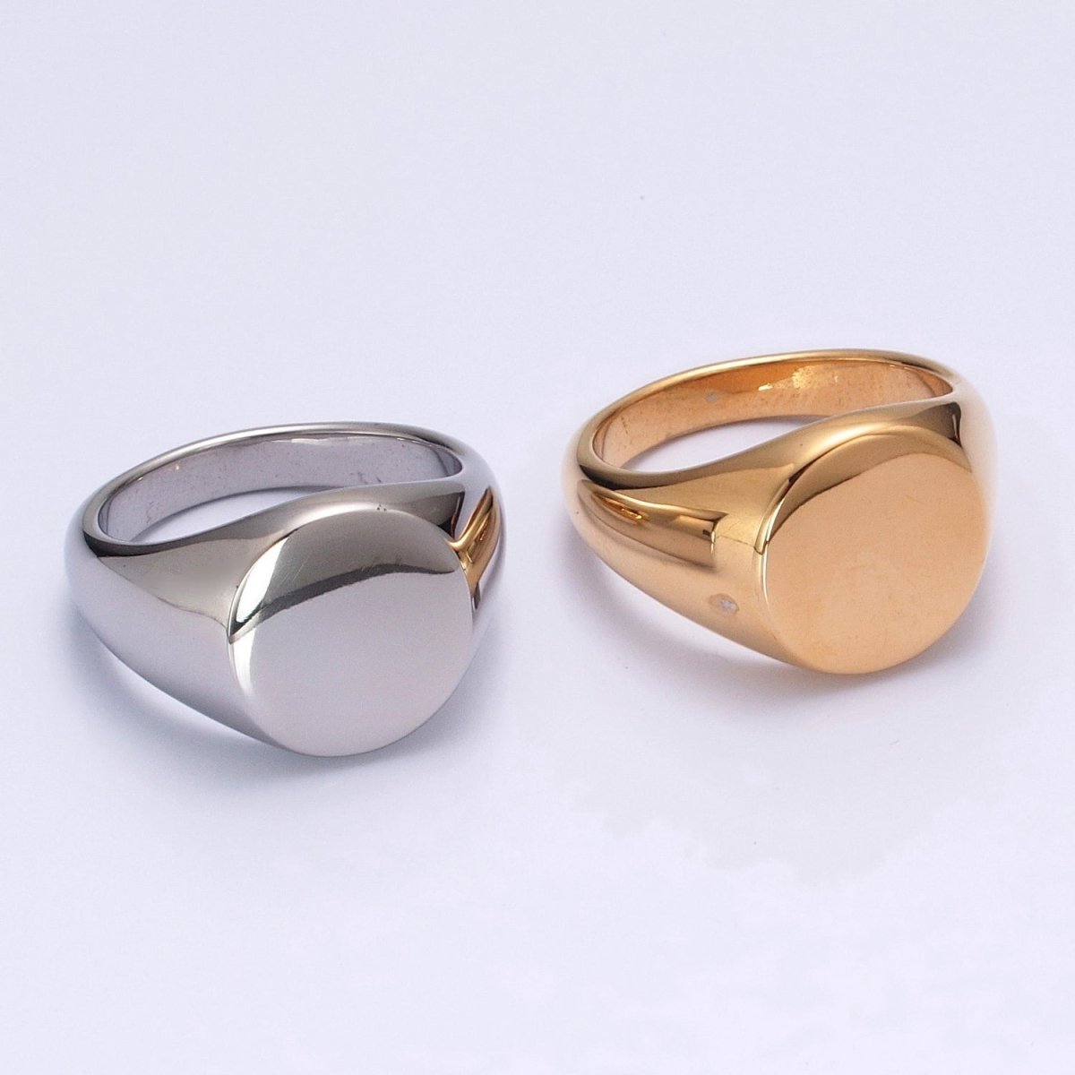 Stainless Steel Round Shape Signet Style Classical Simple Plain Statement Jewelry for Men S-053 ~ S-056