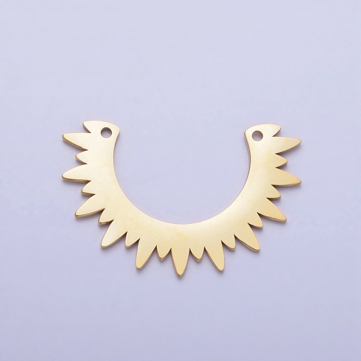 Stainless Steel Rounded Celestial Sun Beam Ray Link Connector in Gold & Silver | P-909
