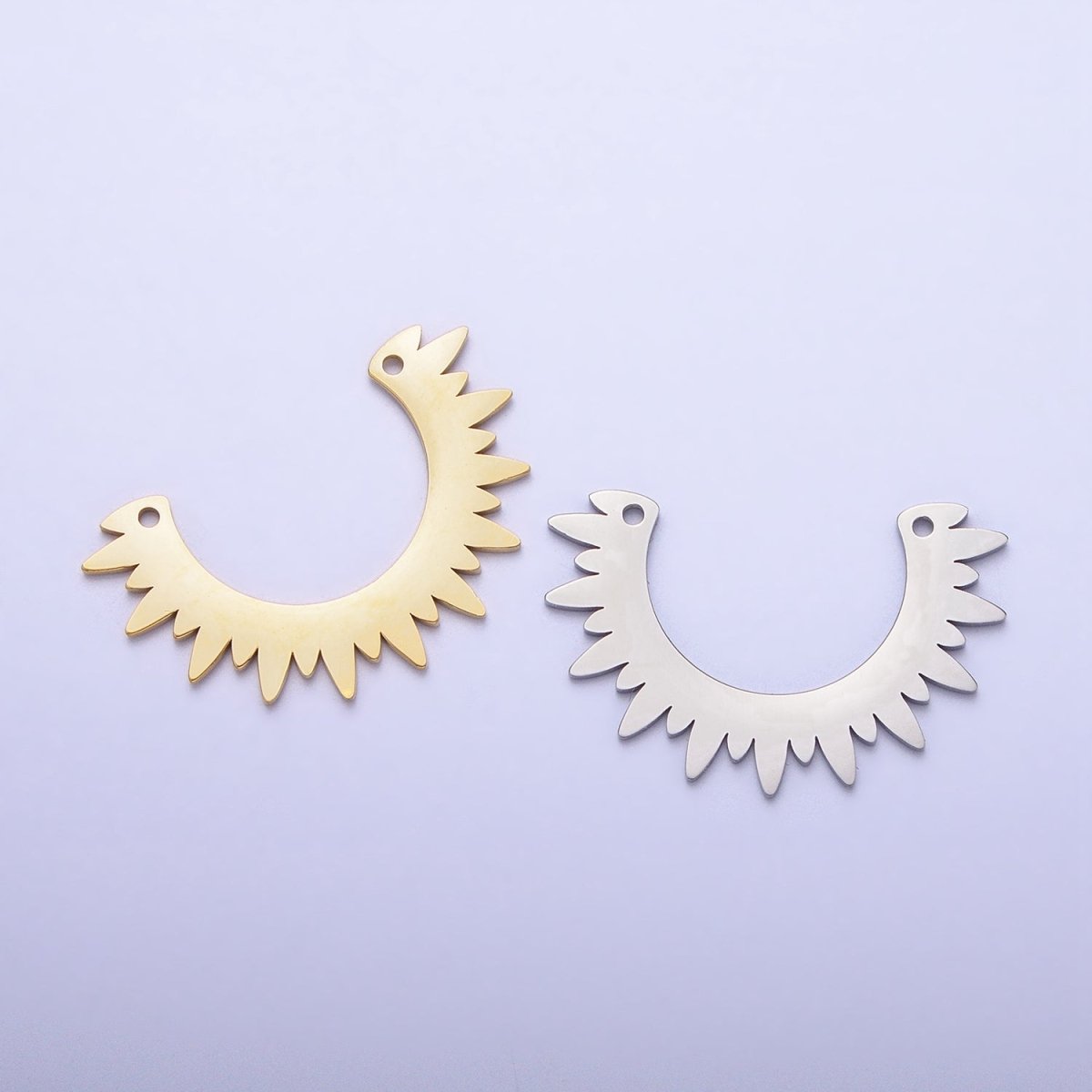 Stainless Steel Rounded Celestial Sun Beam Ray Link Connector in Gold & Silver | P-909