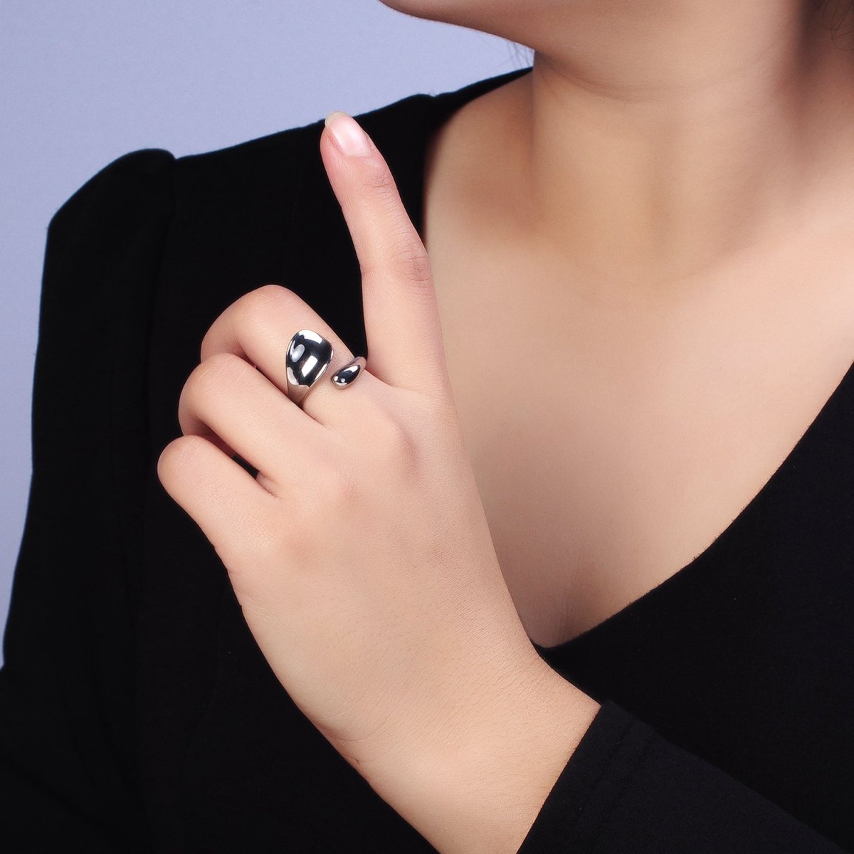Stainless Steel Rounded Double Chubby Abstract Claw Band Ring in Gold & Silver | O-1743~O-1748