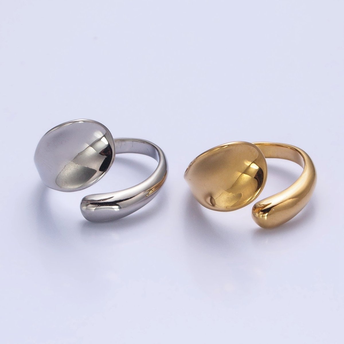 Stainless Steel Rounded Double Chubby Abstract Claw Band Ring in Gold & Silver | O-1743~O-1748