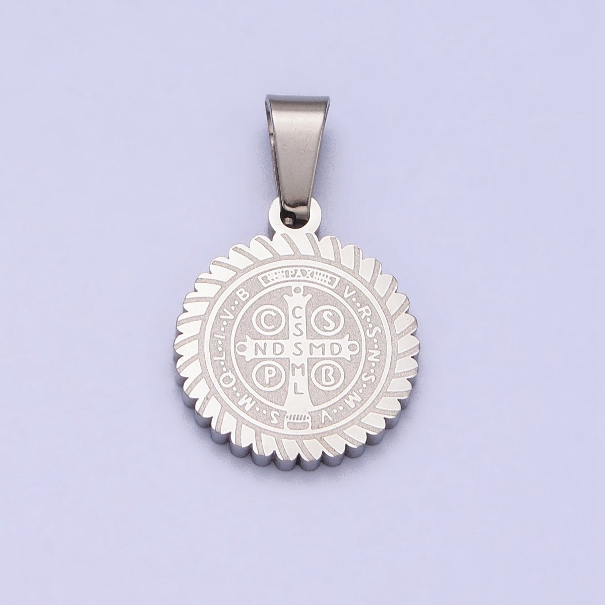 Stainless Steel Saint St. Benedict SMQLIVB PAX VRSNSMV Double Sided Engraved Pendant in Gold & Silver J-664 J-674