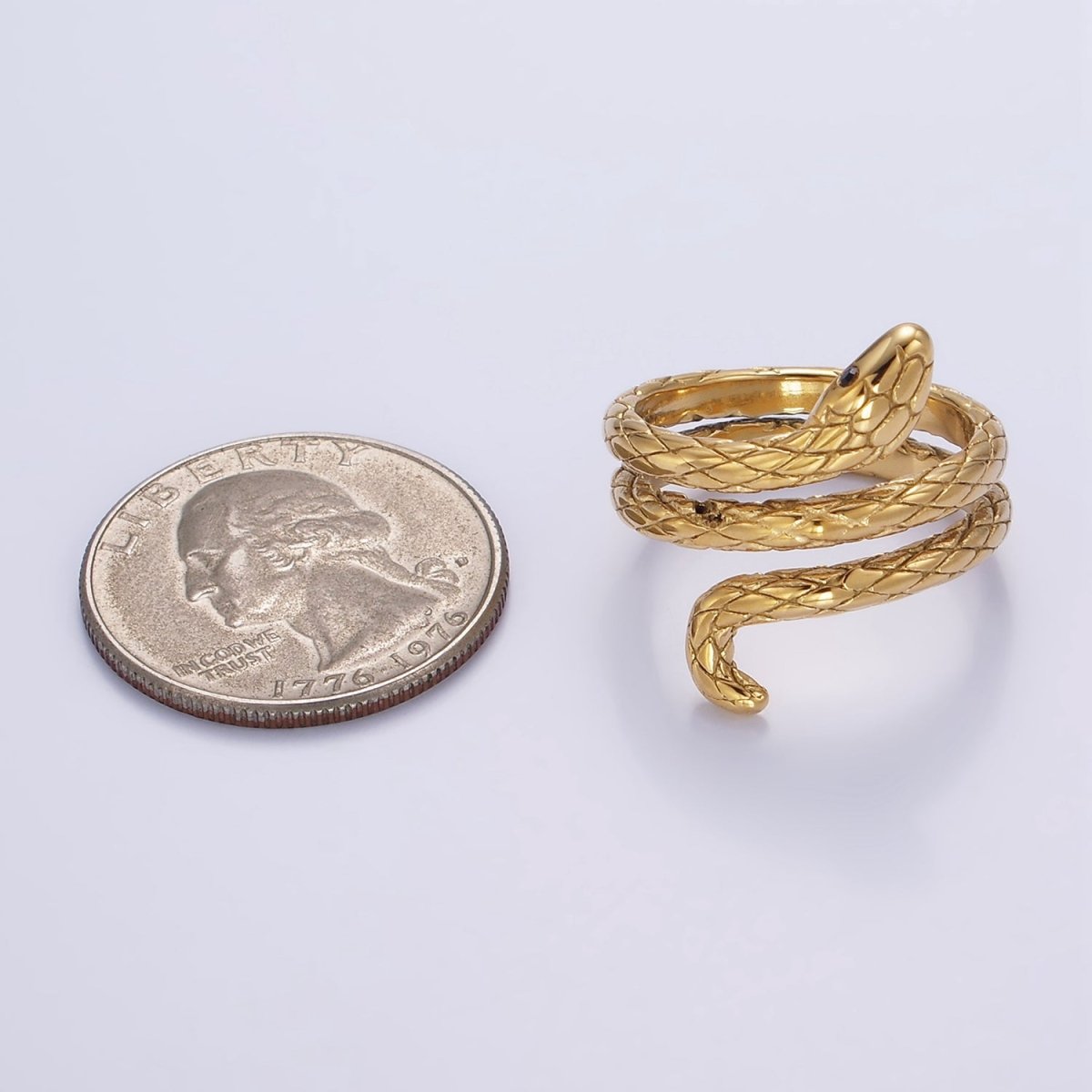 Stainless Steel Scaled Snake Serpent Triple Layered Wrap Ring | U019 - U021