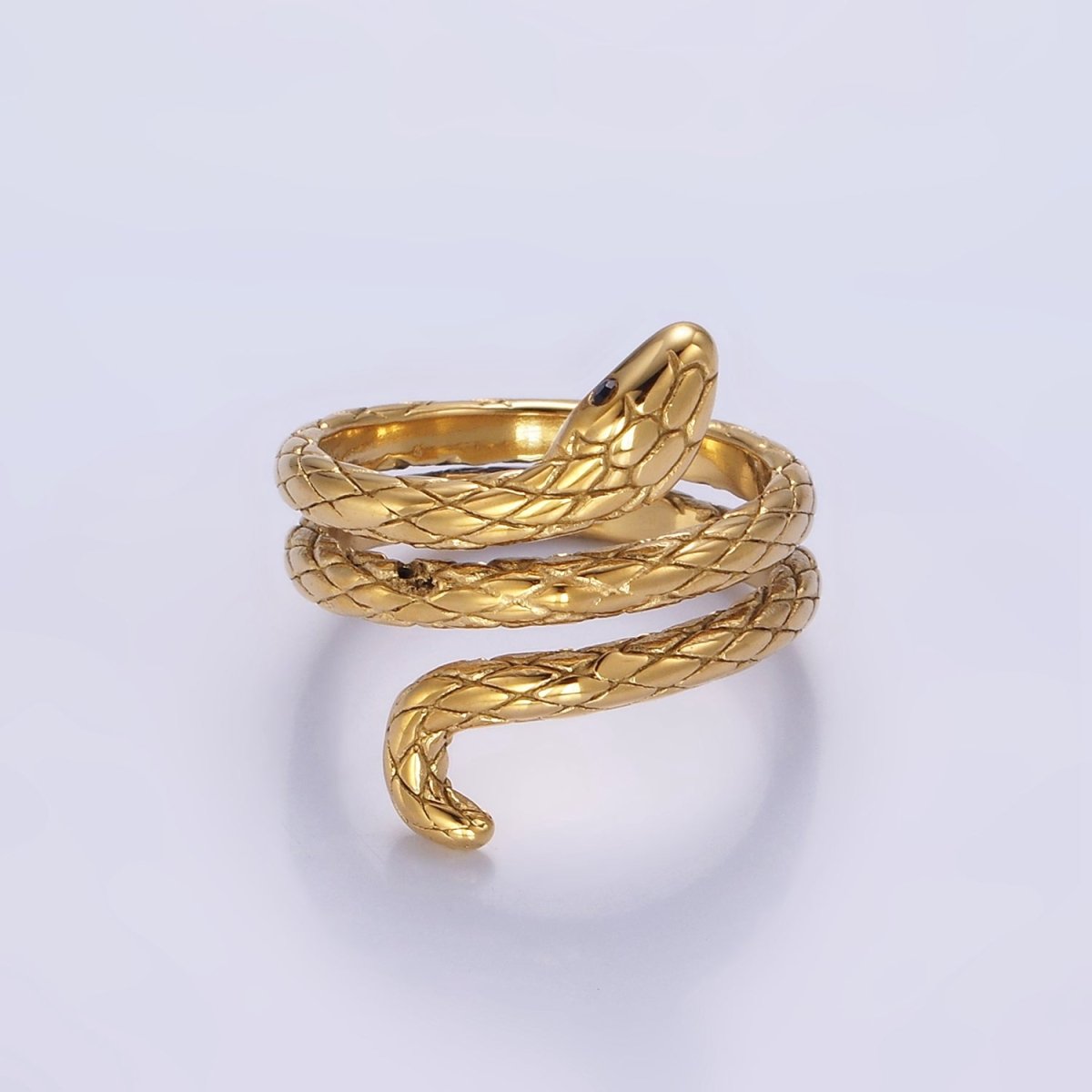 Stainless Steel Scaled Snake Serpent Triple Layered Wrap Ring | U019 - U021