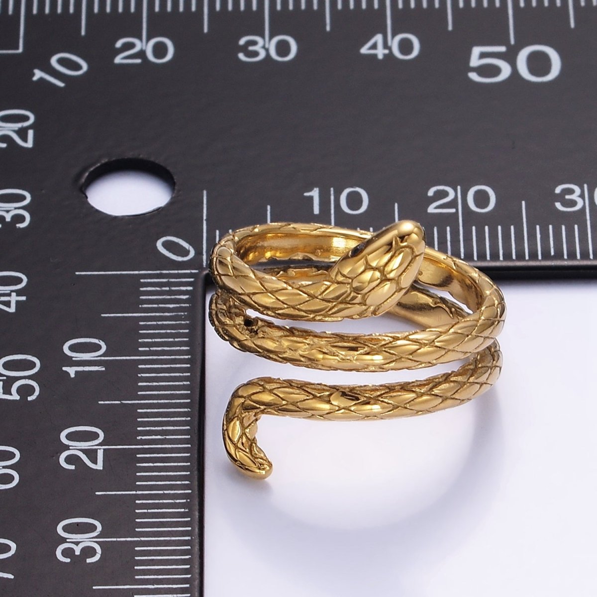 Stainless Steel Scaled Snake Serpent Triple Layered Wrap Ring | U019 - U021