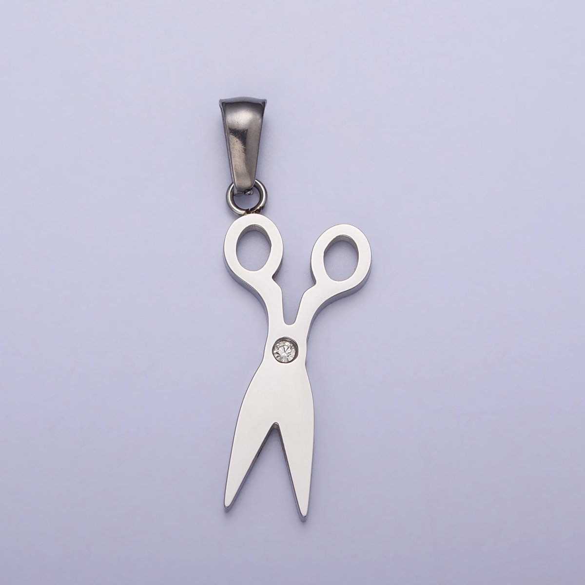 Stainless Steel Scissors Clear CZ Minimalist Pendant in Gold & Silver | P-1078