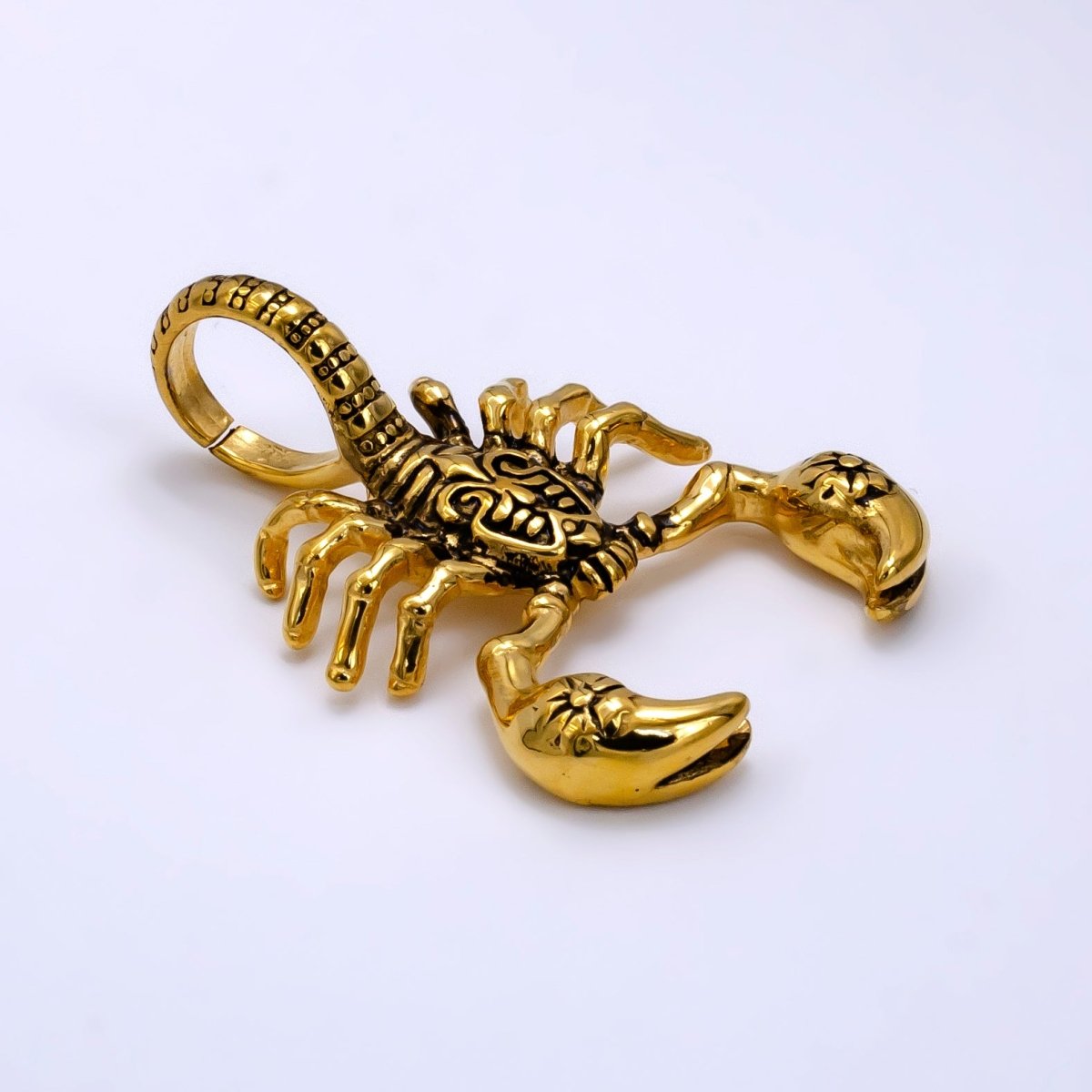 Stainless Steel Scorpion Insect Pendant in Gold & Oxidized Silver | P1076