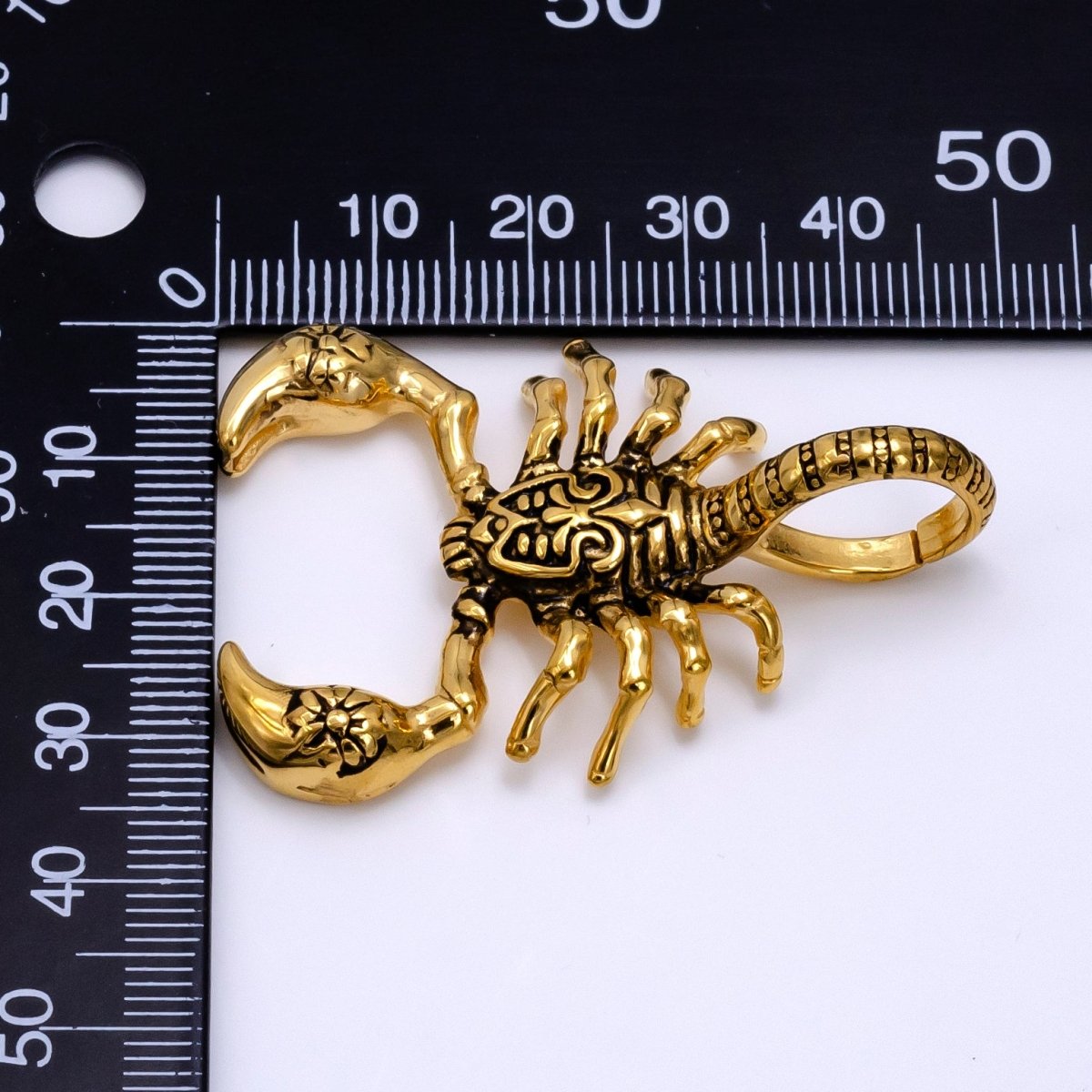 Stainless Steel Scorpion Insect Pendant in Gold & Oxidized Silver | P1076