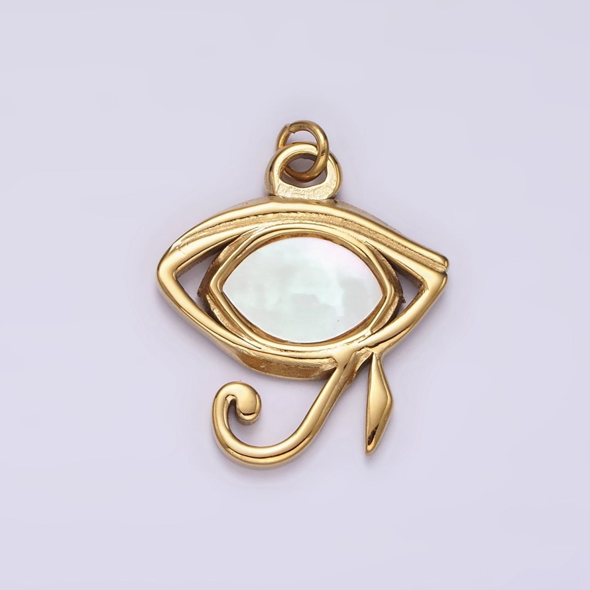Stainless Steel Shell Pearl Egyptian Eye of Ra Charm in Gold & Silver | P1325